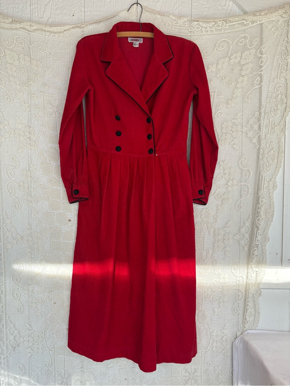 Vintage Red Corduroy Dress size 6 90s